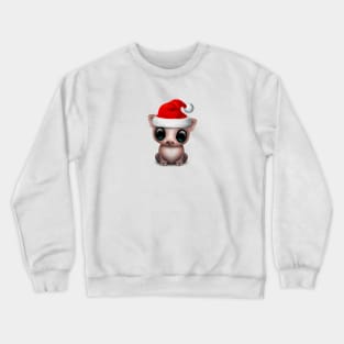 Christmas Pig Wearing a Santa Hat Crewneck Sweatshirt